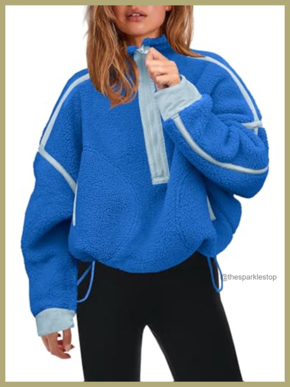 Women's Half Zip Fleece Pullover Sherpa Jacket Long Sleeve Zip Pockets